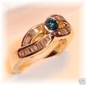 SP 14K Yellow Gold Clear & Blue Diamond Ring (8) 