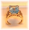 Vintage 14K Gold Sky Blue Topaz & Diamond Ring (6)