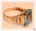 Vintage 14K Gold Sky Blue Topaz & Diamond Ring (6)