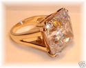 Enormous 14K Yellow Gold Clear Quartz Ring (7) 