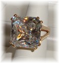 Enormous 14K Yellow Gold Clear Quartz Ring (7) 