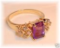 Vintage DRA 14K Gold Amethyst & Diamond Ring (6½)