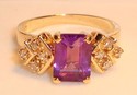 Vintage DRA 14K Gold Amethyst & Diamond Ring (6½)