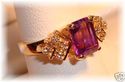 Vintage DRA 14K Gold Amethyst & Diamond Ring (6½)