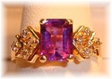 Vintage DRA 14K Gold Amethyst & Diamond Ring (6½)