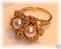 JJ 14K Yellow Gold Silver White Pearl Ring (8) 