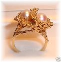 JJ 14K Yellow Gold Silver White Pearl Ring (8) 