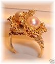 JJ 14K Yellow Gold Silver White Pearl Ring (8) 