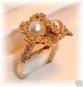 JJ 14K Yellow Gold Silver White Pearl Ring (8) 