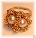 JJ 14K Yellow Gold Silver White Pearl Ring (8) 