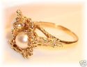 JJ 14K Yellow Gold Silver White Pearl Ring (8) 