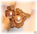 JJ 14K Yellow Gold Silver White Pearl Ring (8) 