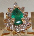 Vintage CID 10K Gold Emerald & Diamond Ring (7¼) 