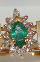 Vintage CID 10K Gold Emerald & Diamond Ring (7¼) 