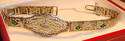 Edwardian Antique 14K Gold Diamond-Emerald Bracele