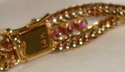 Vintage Wheat Design 14K Solid Gold Ruby Bracelet,