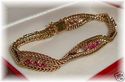 Vintage Wheat Design 14K Solid Gold Ruby Bracelet,