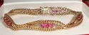 Vintage Wheat Design 14K Solid Gold Ruby Bracelet,