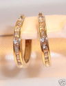 ADL 10K Gold Diamond Pierced Hoop Earrings