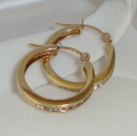 ADL 10K Gold Diamond Pierced Hoop Earrings