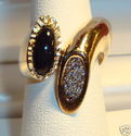 Vintage 14K Yellow Gold Black Onyx & Diamond Ring 