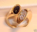 Vintage 14K Yellow Gold Black Onyx & Diamond Ring 