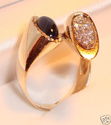 Vintage 14K Yellow Gold Black Onyx & Diamond Ring 