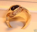 Vintage 14K Yellow Gold Black Onyx & Diamond Ring 