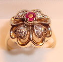 Vintage 14K Yellow Gold Ruby & Diamond Ring (4½) 