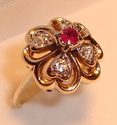 Vintage 14K Yellow Gold Ruby & Diamond Ring (4½) 