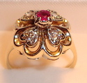 Vintage 14K Yellow Gold Ruby & Diamond Ring (4½) 