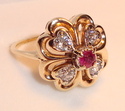 Vintage 14K Yellow Gold Ruby & Diamond Ring (4½) 