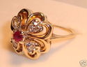 Vintage 14K Yellow Gold Ruby & Diamond Ring (4½) 