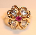 Vintage 14K Yellow Gold Ruby & Diamond Ring (4½) 