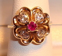 Vintage 14K Yellow Gold Ruby & Diamond Ring (4½) 