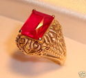 Vintage JTC 969 10K Gold Ruby Filigree Ring (4¼) 