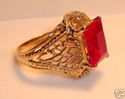 Vintage JTC 969 10K Gold Ruby Filigree Ring (4¼) 