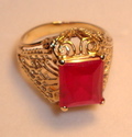 Vintage JTC 969 10K Gold Ruby Filigree Ring (4¼) 