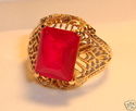 Vintage JTC 969 10K Gold Ruby Filigree Ring (4¼) 