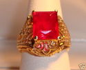 Vintage JTC 969 10K Gold Ruby Filigree Ring (4¼) 