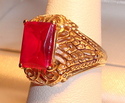 Vintage JTC 969 10K Gold Ruby Filigree Ring (4¼) 