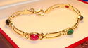 Vintage 585 14K Solid Gold Multi-Gem Stone Bracele