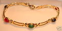 Vintage 585 14K Solid Gold Multi-Gem Stone Bracele