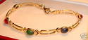 Vintage 585 14K Solid Gold Multi-Gem Stone Bracele