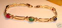 Vintage 585 14K Solid Gold Multi-Gem Stone Bracele