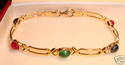 Vintage 585 14K Solid Gold Multi-Gem Stone Bracele