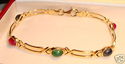 Vintage 585 14K Solid Gold Multi-Gem Stone Bracele