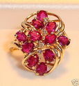 Vintage 585 14K Yellow Gold Ruby & Diamond Ring (4