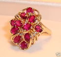 Vintage 585 14K Yellow Gold Ruby & Diamond Ring (4