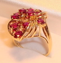 Vintage 585 14K Yellow Gold Ruby & Diamond Ring (4